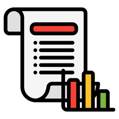 Report icon in filled line style, use for website mobile app presentation