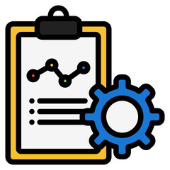 Clipboard analytics icon in filled line style, use for website mobile app presentation