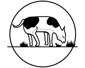 circling the herd in the meadow, Agribusiness industry concept with a flat, line art icon.