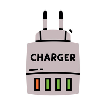 Battery Charger and Recharger as Device Storing Energy Vector Illustration