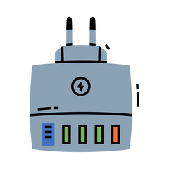 Battery Charger and Recharger as Device Storing Energy Vector Illustration