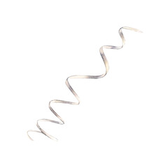 Satin or paper ribbon in white. Hand-drawn watercolor illustration isolated on white background. Ribbon gift wrapping, spiral tape for icon or logo. Drawing for designs and greetings