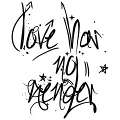 Quote LGBT in the style of urban graffiti in the style of grunge - Love has no gender. Lettering with a marker on a white background. Street art printing house for printing on textiles, website