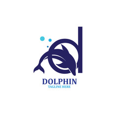design logo dolphin with water vector illustration, silhouette style © Muhammad