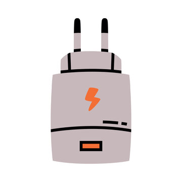 Battery Charger and Recharger as Device Storing Energy Vector Illustration