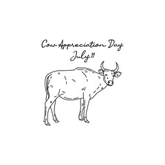 line art of cow appreciation day good for cow appreciation day celebrate. line art. illustration.