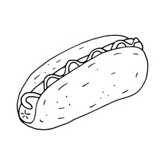hot dog in doodle style. fast food.