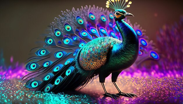 a neon abstract peacock image
