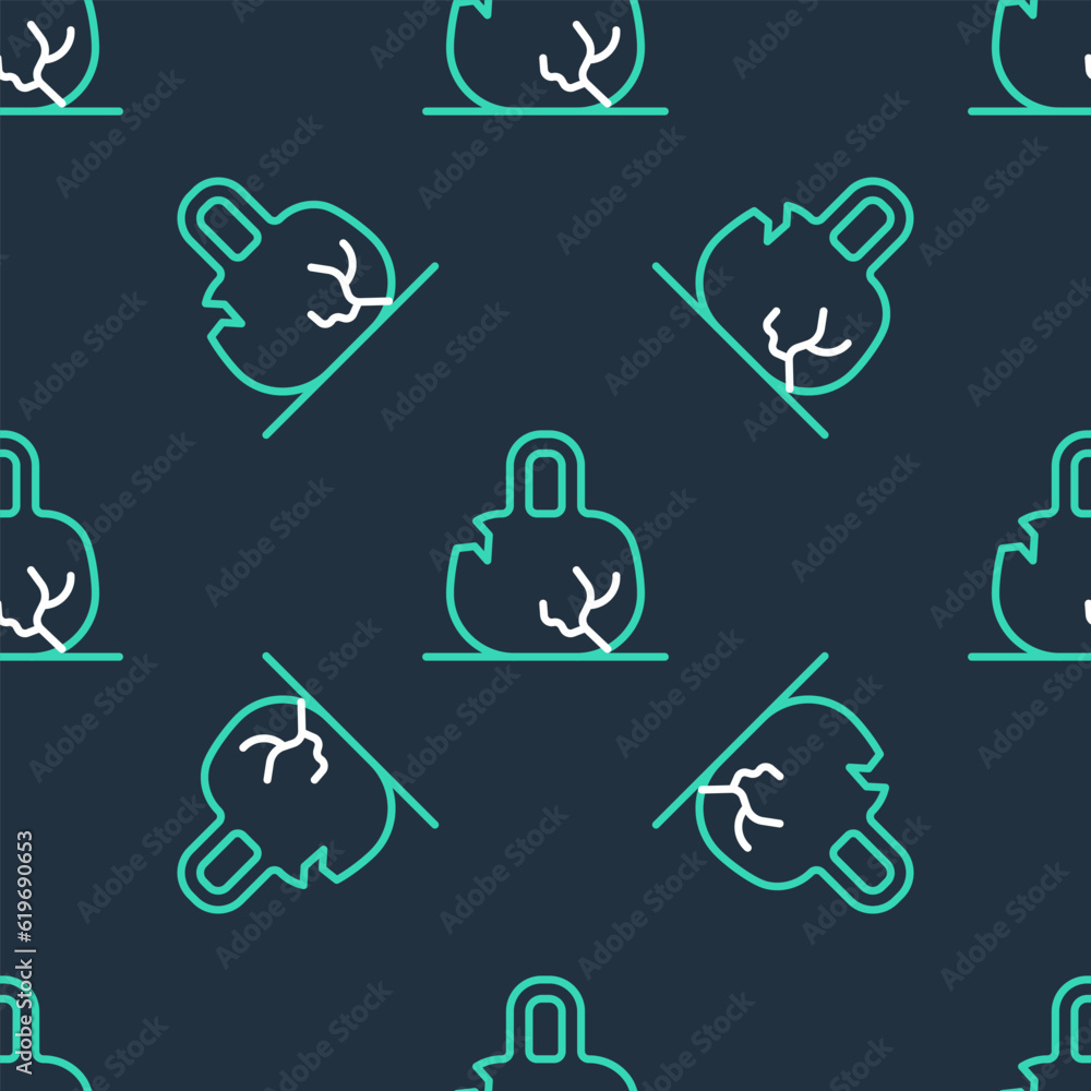 Poster line broken weight icon isolated seamless pattern on black background. kilogram weight block for wei
