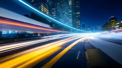 Photo sur Plexiglas Autoroute dans la nuit abstract long exposure dynamic speed light trails in an urban environment