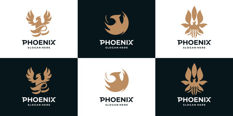 Set of phoenix luxury logo design inspiration
