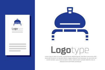 Blue Bread and salt on towel icon isolated on white background. National food loaf. Traditional ukrainian wedding bread. Logo design template element. Vector