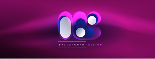 Glowing round shapes abstract background. Template for wallpaper, banner, presentation, background