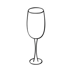 Hand drawn champagne glass illustration. Wine drink clipart in doodle style. Single element for design