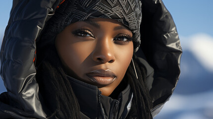 portrait of a person, portrait of an afroamerican woman with head cover, generative ai