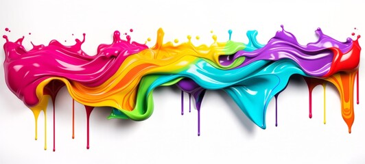 Abstract colorful art colors splashes background illustration  - Colorful acrylic paint splashing isolated on white background Generative Ai