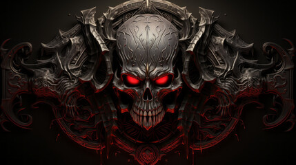 demon in the night, dark fantasy emblem, generative ai