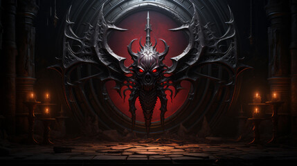 demon in the night, dark fantasy emblem, generative ai