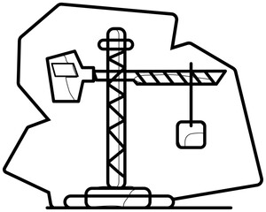 building construction crane ,business resource ideas, line art icons, and flat design.