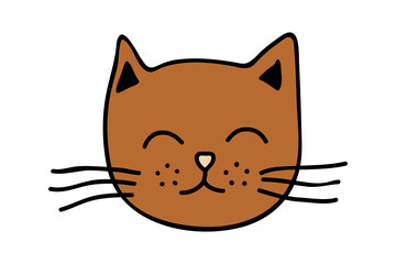 Hand drawn cat muzzle clipart. Cute pet face doodle