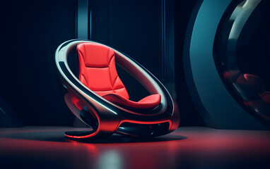 Futuristic chair in a high tech room