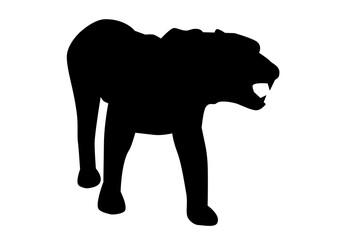 simple vector silhouette tiger or big deer, isolated on white
