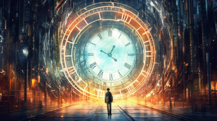 clock in the night,digital portal time, generative ai