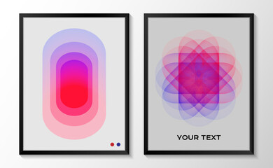 Trendy geometric aesthetic print with frames. Abstract wall arts, Poster template set, Home decoration pictures, Vector illustration,