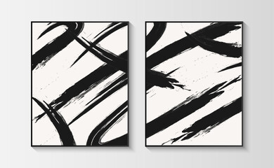 Abstract wall arts collection. Black modern frame. Art design for poster, print, cover, wallpaper, home decoration. Vector illustration.