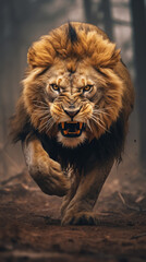 Fototapeta premium Full body of roaring animal, generative ai