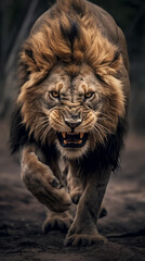 Fototapeta premium Full body of roaring animal, generative ai