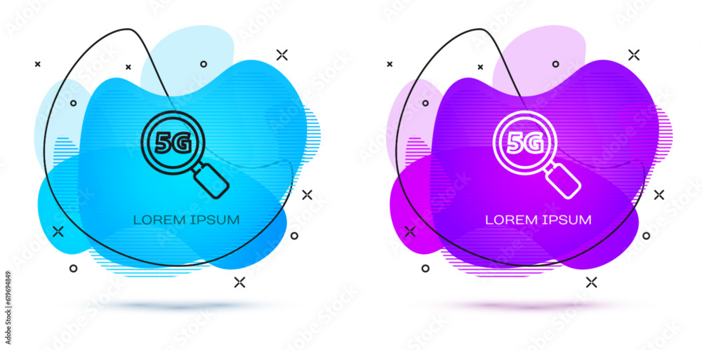 Poster line search 5g new wireless internet wifi connection icon isolated on white background. global netwo