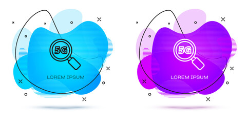 Line Search 5G new wireless internet wifi connection icon isolated on white background. Global network high speed connection data rate technology. Abstract banner with liquid shapes. Vector