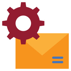 setting cog gear message mail envelope icon flat style