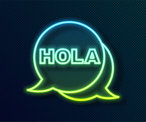 Glowing neon line Hola icon isolated on black background. Vector © vector_v
