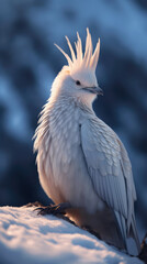 Himalayan snowcock with snowy mountains in background, generative ai