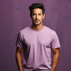 Illustration of a fashion portrait with plain t-shirt mockup&nbsp;,  AI Generated