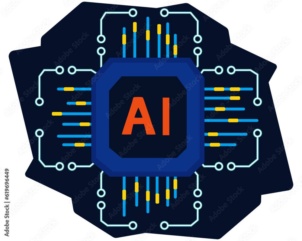 Poster ai computer system ,business technology and science topic, illustrated in flat style with a vector.