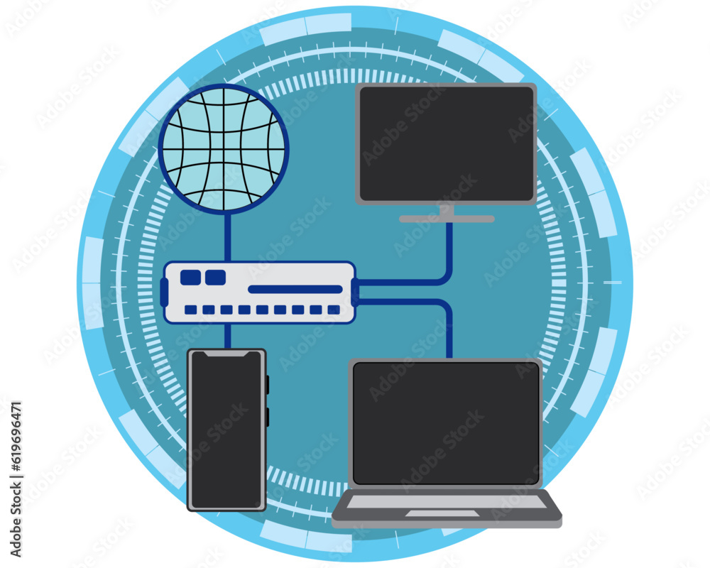 Poster device connection ,business technology and science topic, illustrated in flat style with a vector.