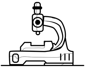 microscope ,Business technology and science concept, flat-styled line art icon.