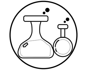 chemical test bottle ,Business technology and science concept, flat-styled line art icon.