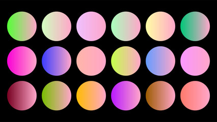 Colorful Carnation Color Shade Linear Gradient Palette Swatches Web Kit Circles Template Set