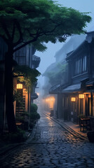 chinese street at night, generative ai