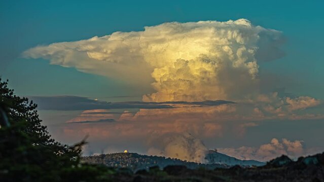 Cloudscape of a cumulonimbus cloud over Mount Olympos, Cyprus - sunset time lapse
