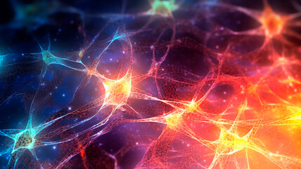 Neural network banner background wallpaper. Generative AI