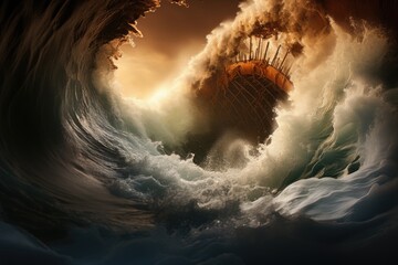 Awe-inspiring power of massive tsunami waves crashing in the ocean