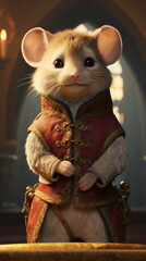 mouse and cheese, little mouse prince with cute looking, generative ai