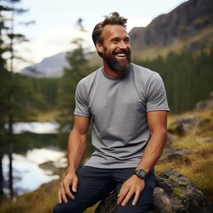 Illustration of a fashion portrait with plain t-shirt mockup ,  AI Generated