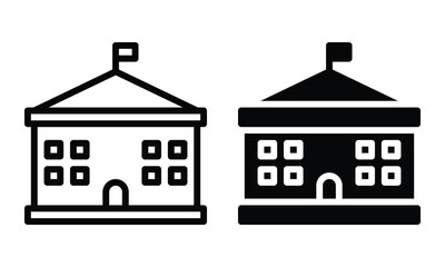 Government building icon with outline and glyph style.