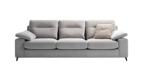 Gray Scandinavian sofa style isolated. Png furniture elements for interior design. 